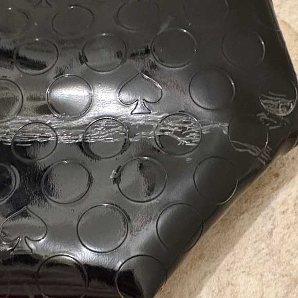Kate Spade Glossy Black Circle and Spade Pattern Tote - Picture 7 of 16
